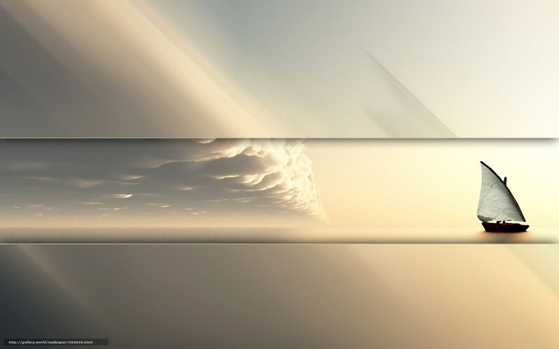 Sailboat on Calm Sea — Beige
