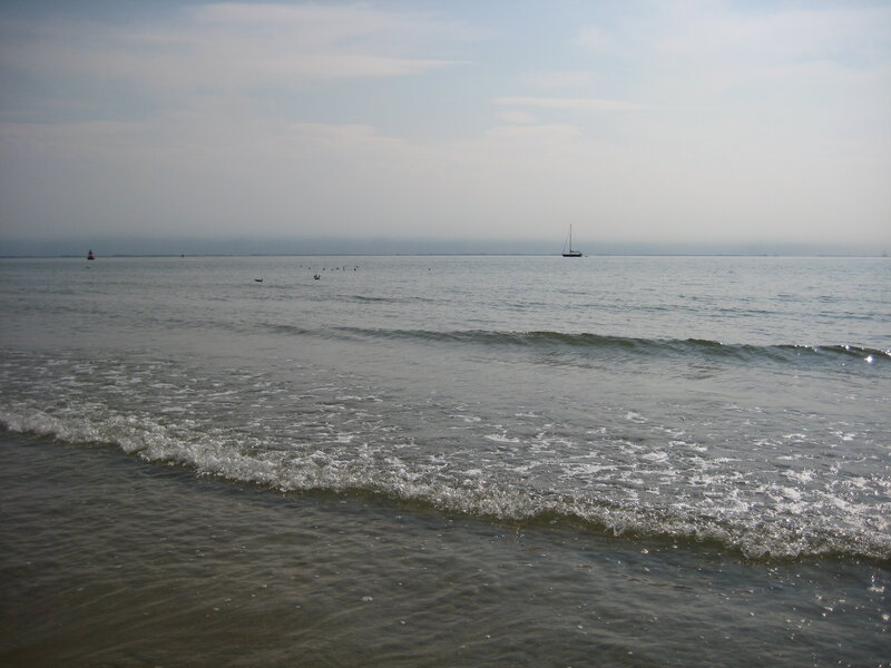 Sailboat on Calm Sea — Blue, Afternoon