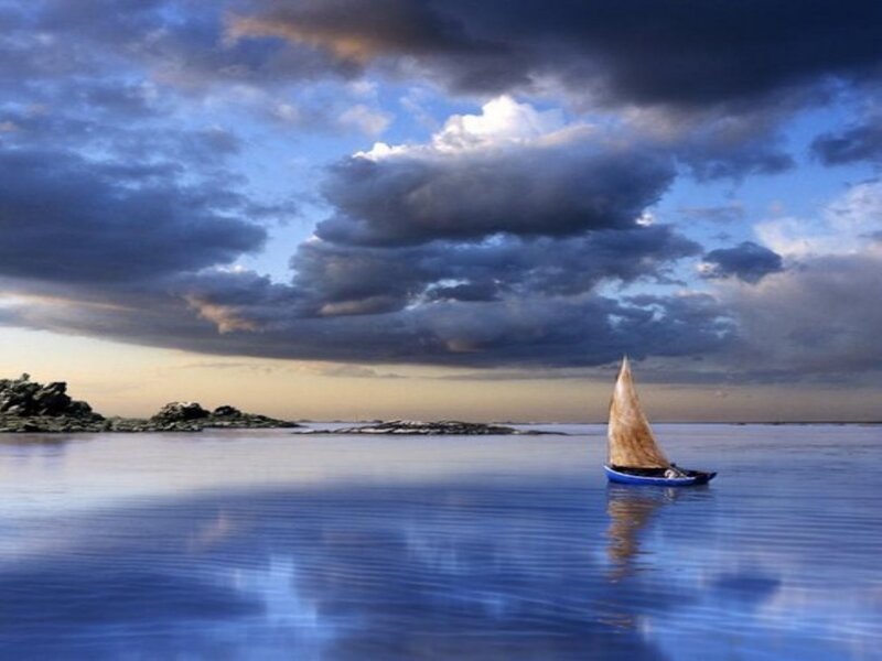 Sailboat on calm water
