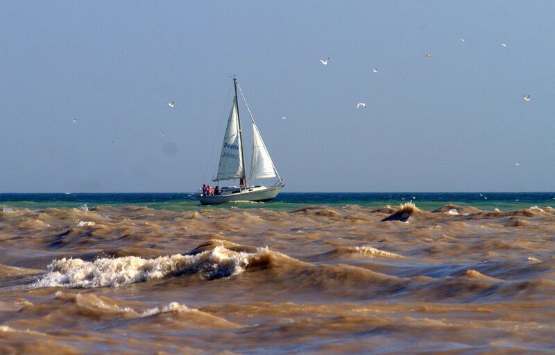 Sailboat on Choppy Water