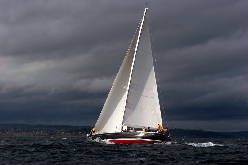Sailboat on choppy waters