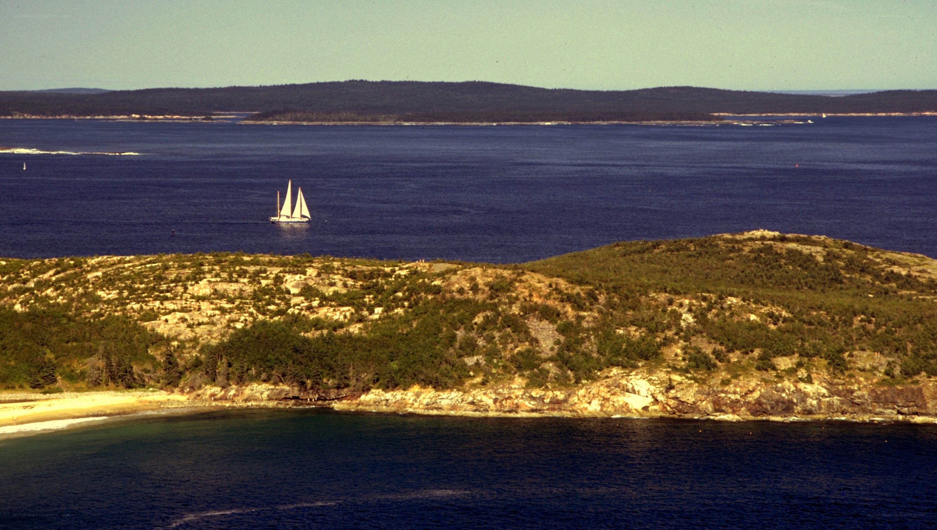 Sailboat on coastal waters
