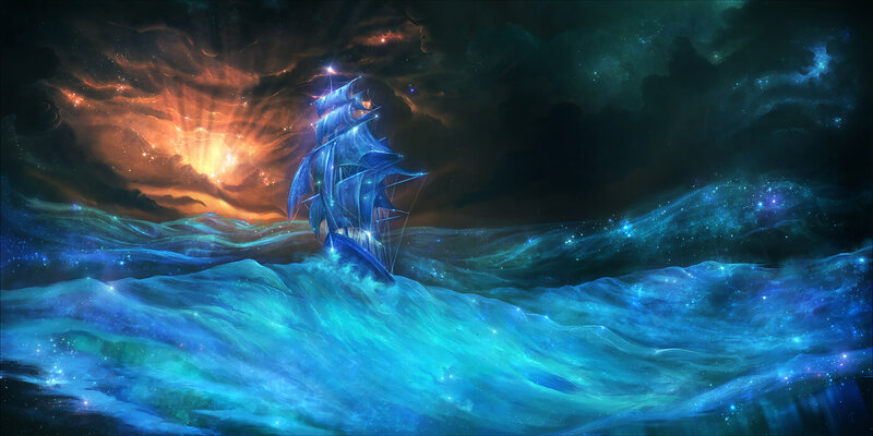 Sailboat on Cosmic Sea