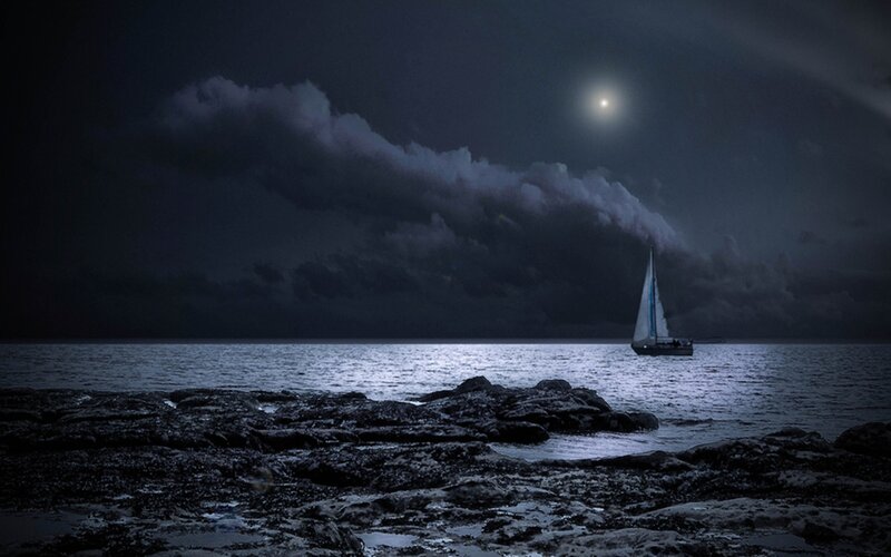 Sailboat on Dark Sea