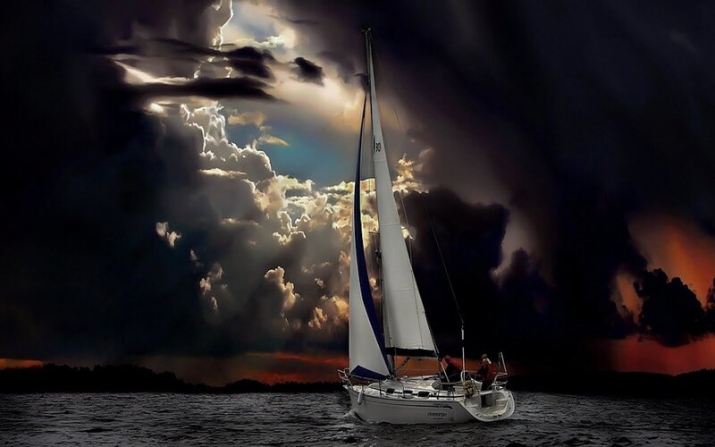 Sailboat on Dark Water