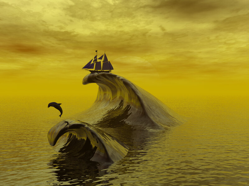 Sailboat on Giant Wave