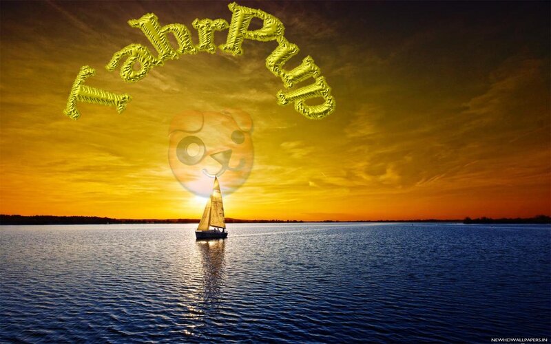 Sailboat on Lake at Sunset — Yellow, Serene