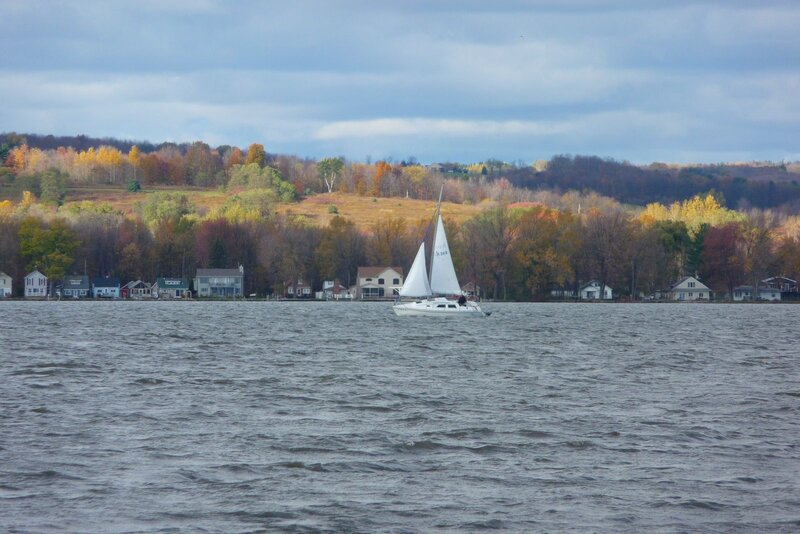Sailboat on Lake — Blue, Calm