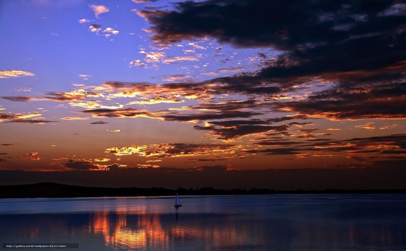 Sailboat on Lake — Blue, Dramatic