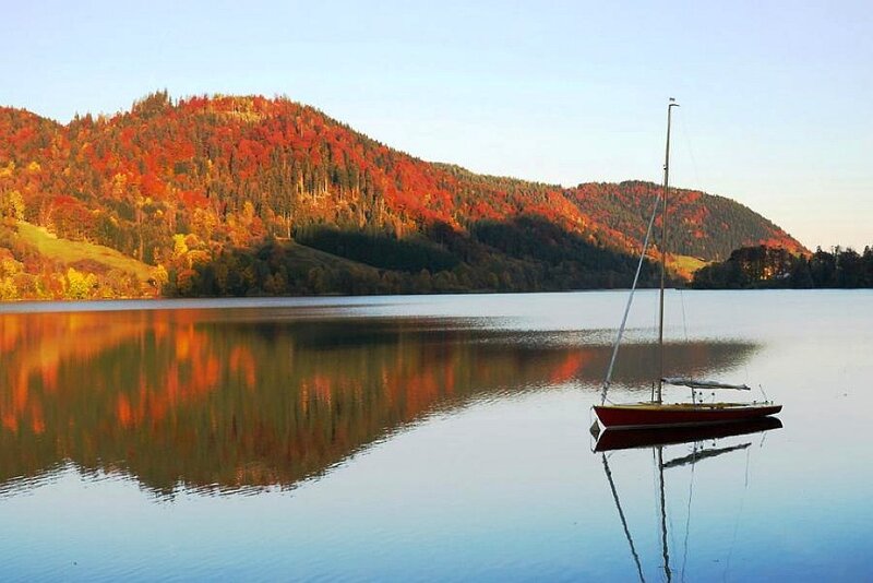 Sailboat on Lake — Blue