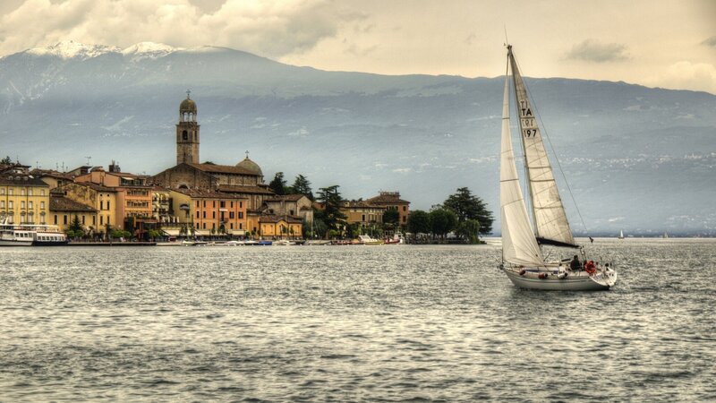 Sailboat on Lake — White