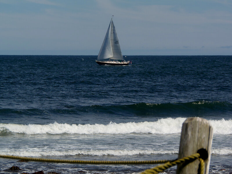 Sailboat on Ocean — Blue, Calm, Afternoon