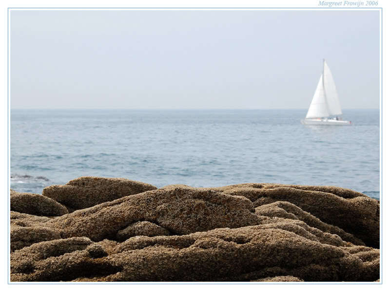 Sailboat on Ocean — Blue, Calm