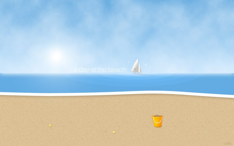 Sailboat on Ocean — Blue, Serene, Afternoon, Digital Art, Bucket