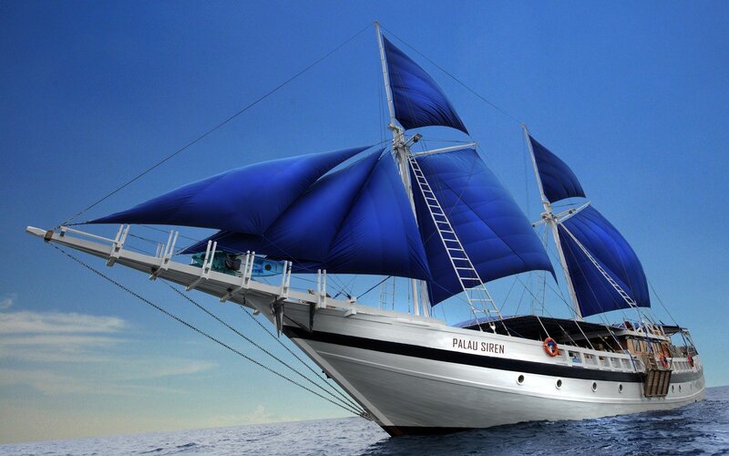 Sailboat on Ocean — Blue, Serene, Afternoon, Photograph, Sails, Ladder