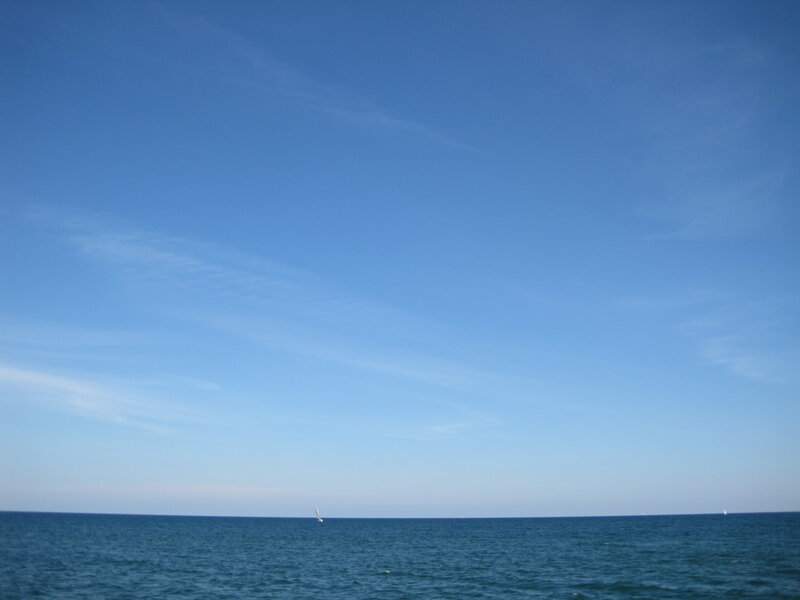 Sailboat on Ocean — Blue, Serene, Afternoon, Photograph, Sky, White