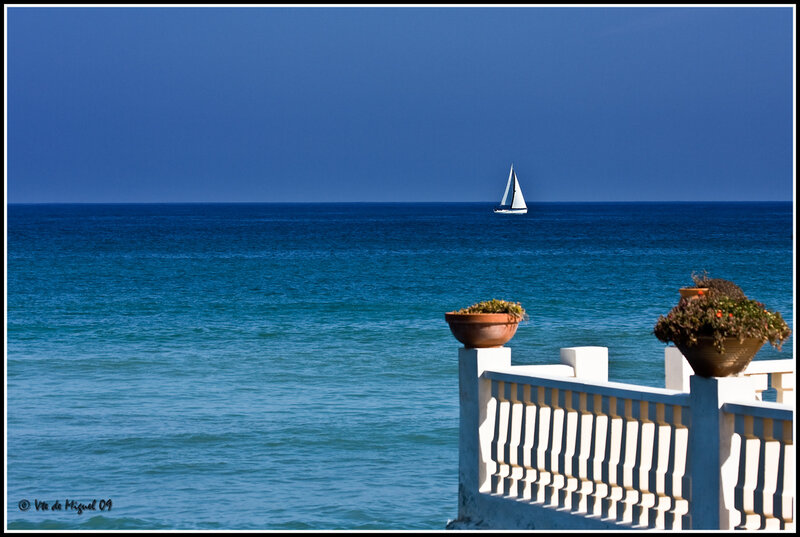 Sailboat on Ocean — Blue, Serene, Afternoon