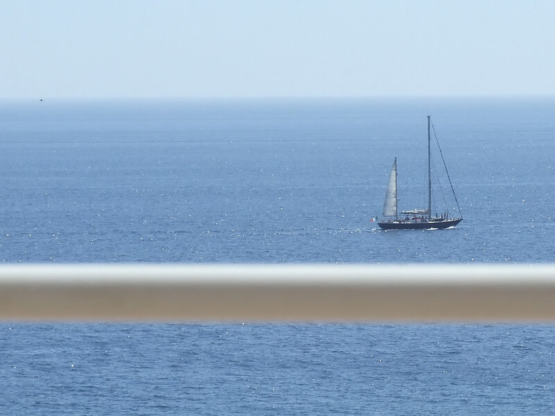 Sailboat on Ocean — Blue, Sky
