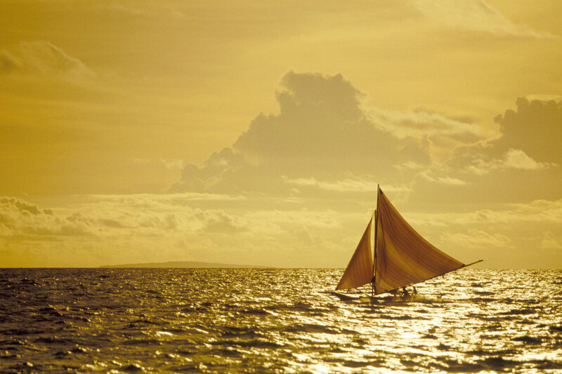 Sailboat on Ocean — Gold