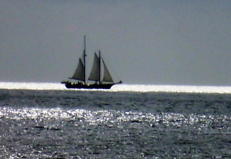 Sailboat on Ocean — Gray, Calm