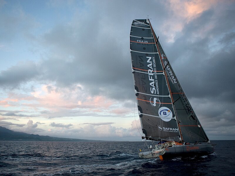 Sailboat on Ocean — Gray, Dramatic