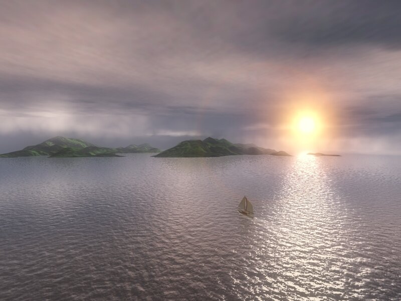 Sailboat on Ocean — Gray, Serene, Sunset