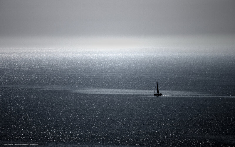 Sailboat on Ocean — Gray, Serene