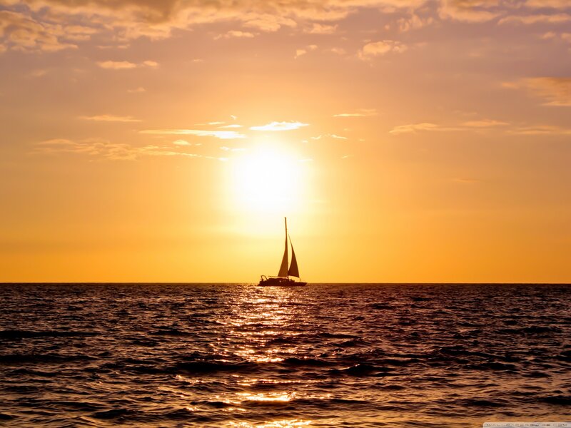 Sailboat on Ocean — Photograph