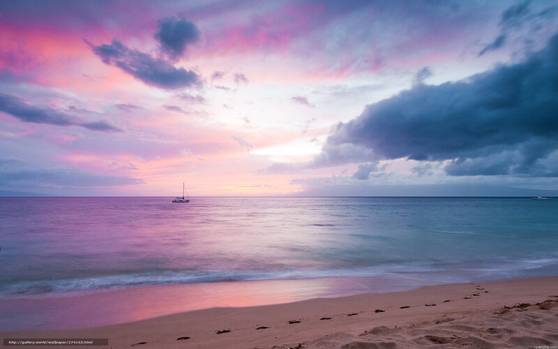 Sailboat on Ocean — Pink, Serene, Sunset