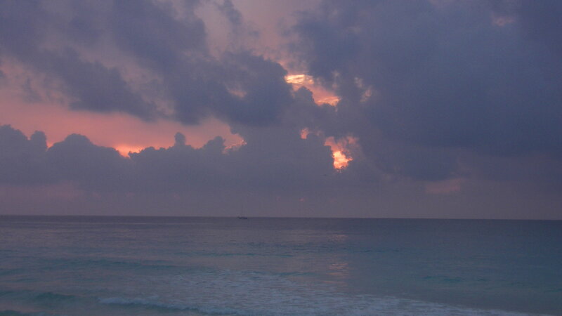 Sailboat on Ocean — Purple, Dramatic, Sunset