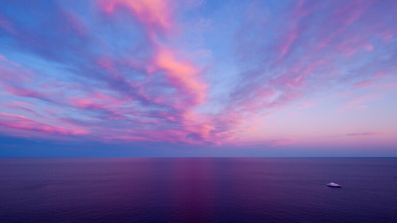 Sailboat on Ocean — Purple, Photograph