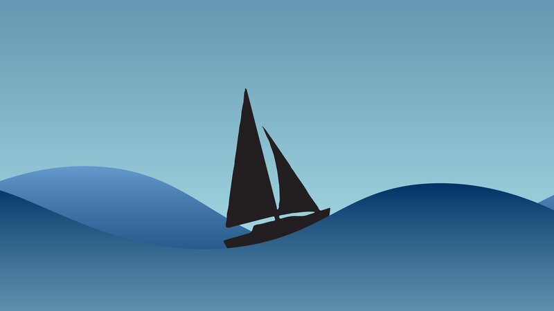 Sailboat on Ocean Waves — Blue, Serene