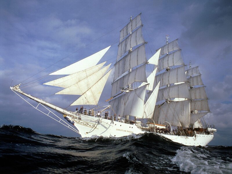 Sailboat on Ocean — White, Dramatic
