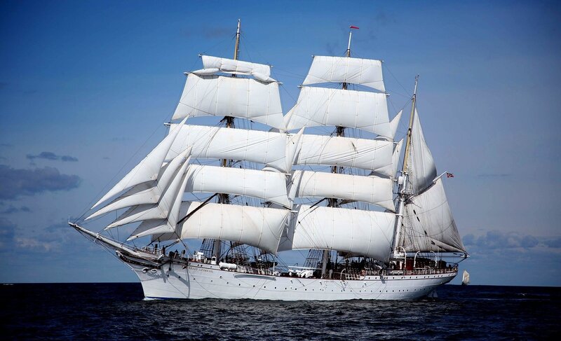 Sailboat on Ocean — White