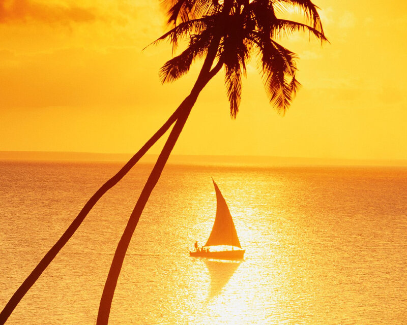 Sailboat on Ocean — Yellow