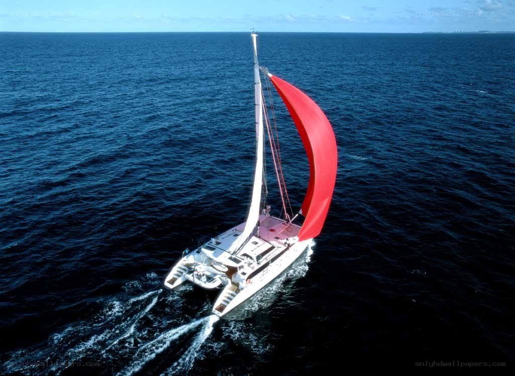 Sailboat on open ocean