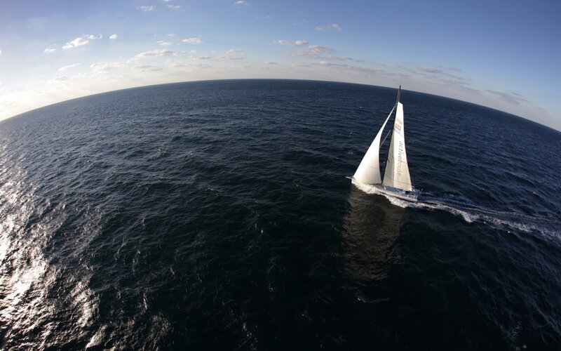 Sailboat on Open Ocean — Blue, Serene, Afternoon