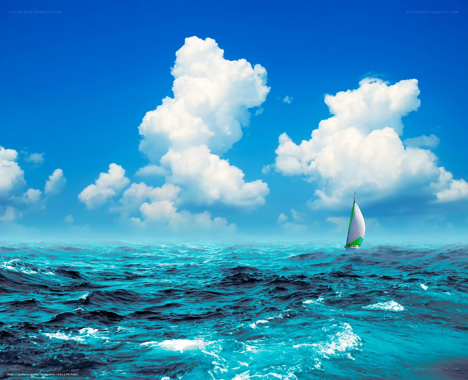 Sailboat on open ocean