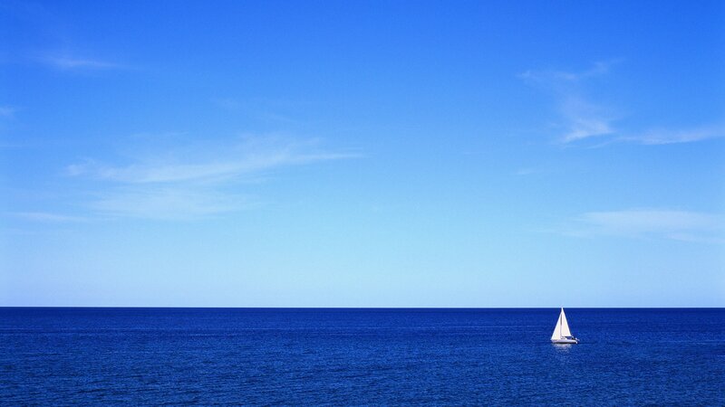 Sailboat on Open Sea — Blue, Serene, Afternoon, Photograph, Sky