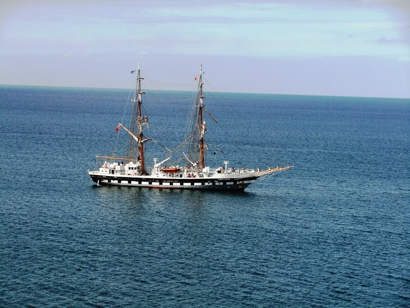 Sailboat on Open Sea — Blue, Serene
