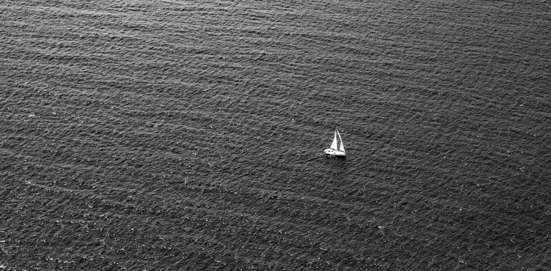 Sailboat on Open Water — Black