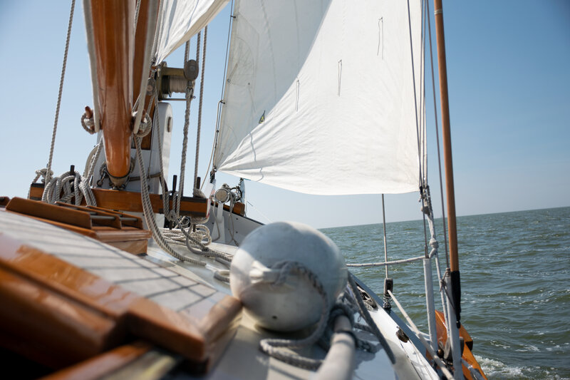 Sailboat on Open Water — White