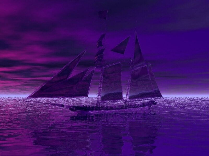 Sailboat on Purple Sea