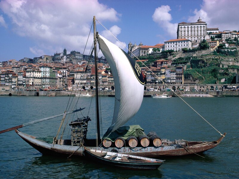 Sailboat on River — Blue, Serene