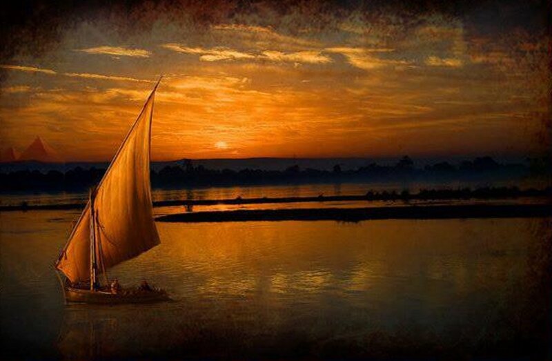 Sailboat on River — Orange, Serene