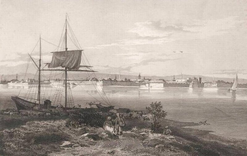 Sailboat on Riverbank — Gray