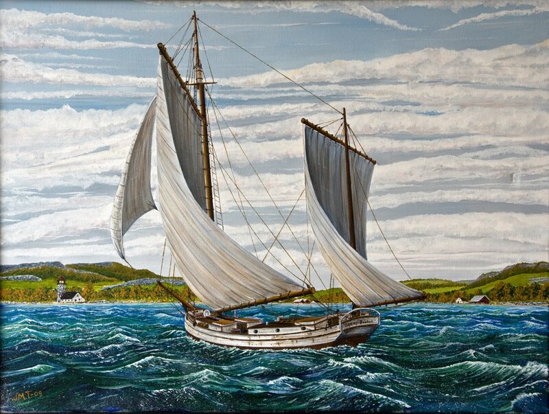 Sailboat on Rough Sea — Blue, Dramatic, Afternoon