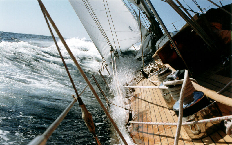 Sailboat on Rough Sea — Blue, Dynamic