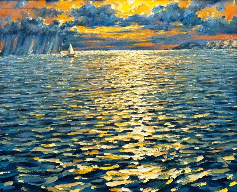 Sailboat on Sea — Blue
