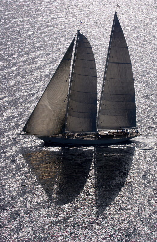 Sailboat on shimmering water